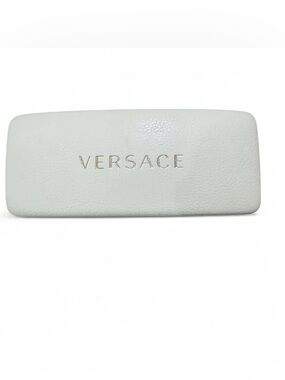 Versace White Leather Sunglasses Case with Gold Logo